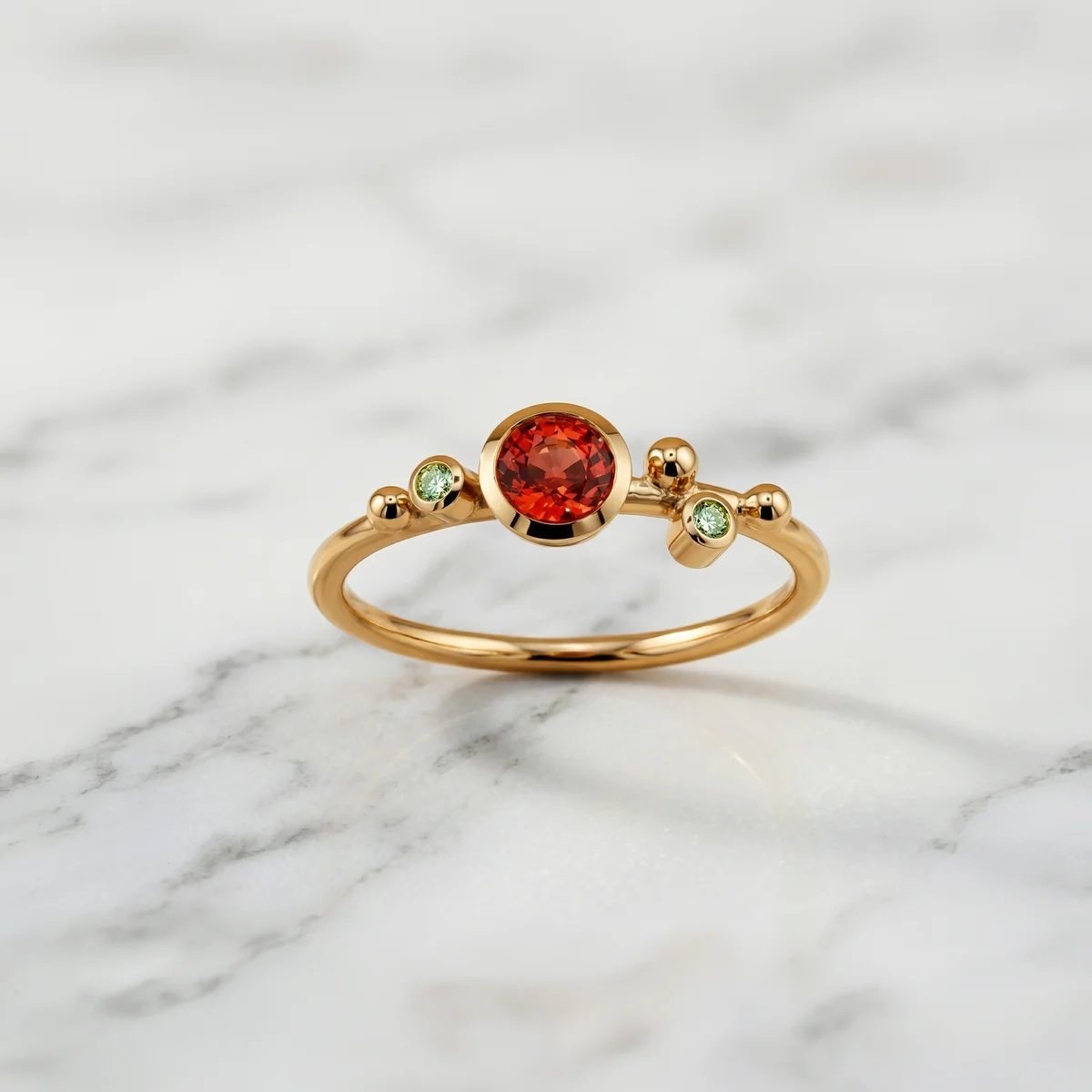 Ring · Saphir & grüne Diamanten · 585 Gelbgold